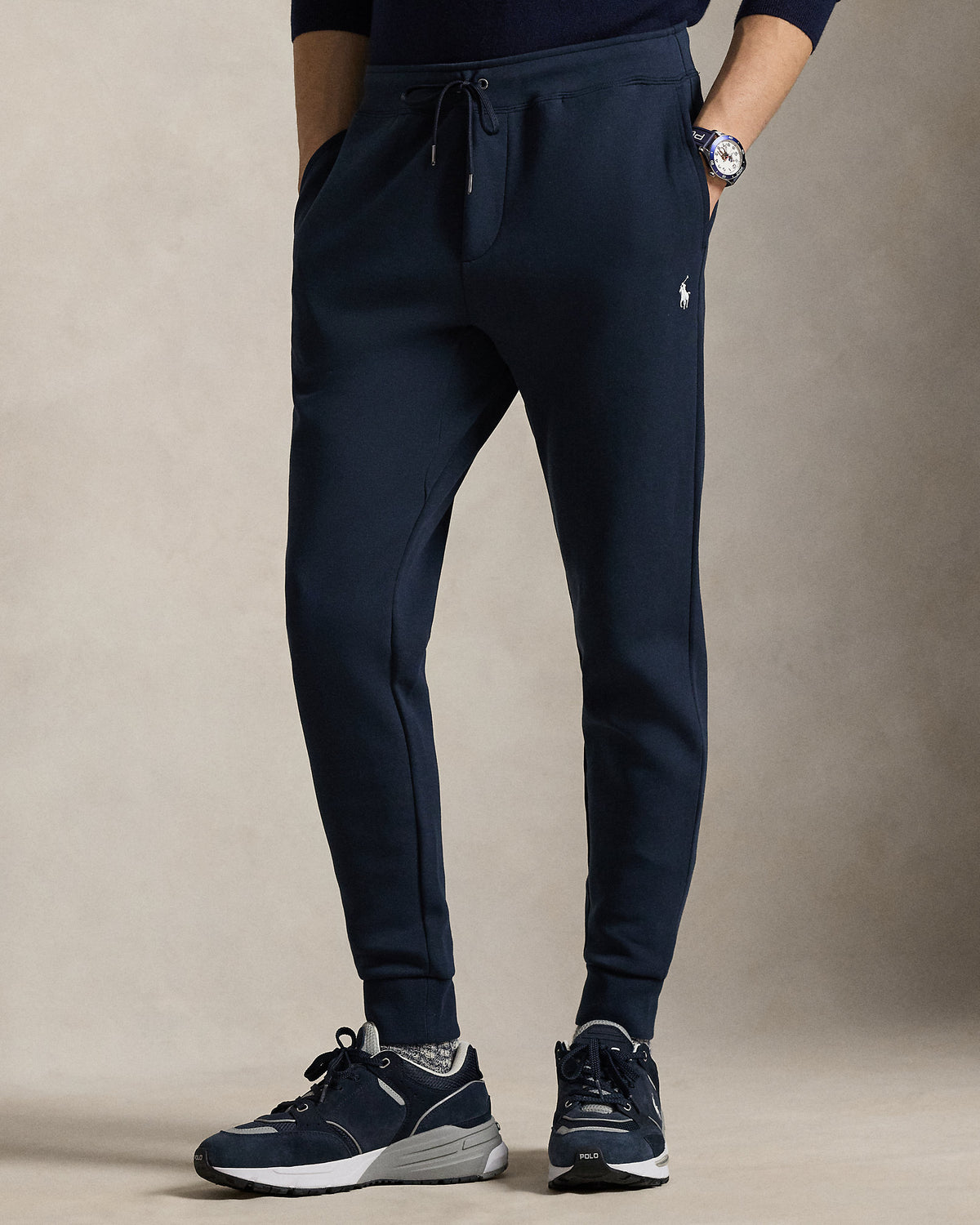 Pantalon de jogging jersey double Bleu marine aviateur