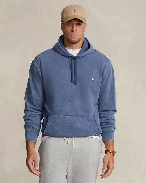 Sweat à capuche en molleton bouclé — Navy Grossy