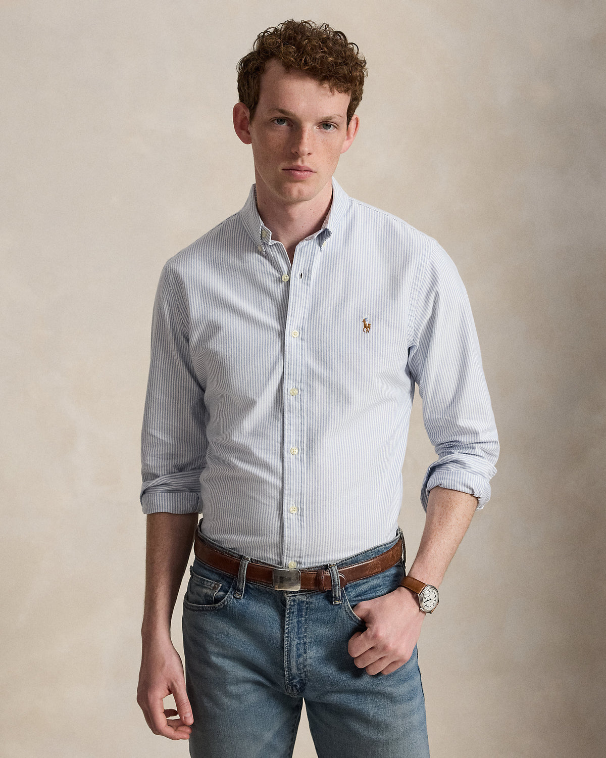 Chemise Oxford Slim Fit Bleu/Blanc rayé