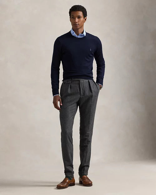 Pull col rond en laine lavable Slim Fit