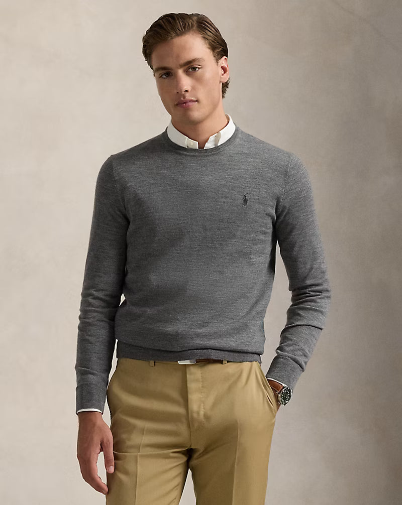 Pull col rond en laine lavable Slim Fit