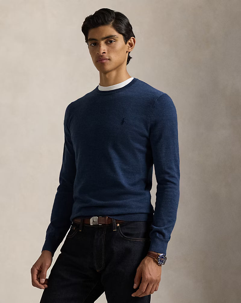 Pull col rond en laine lavable Slim Fit