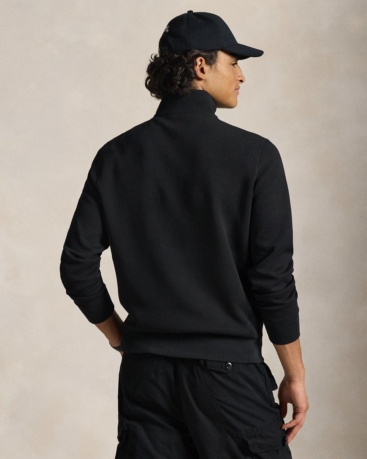 Pull quart de zip en maille double Polo Black