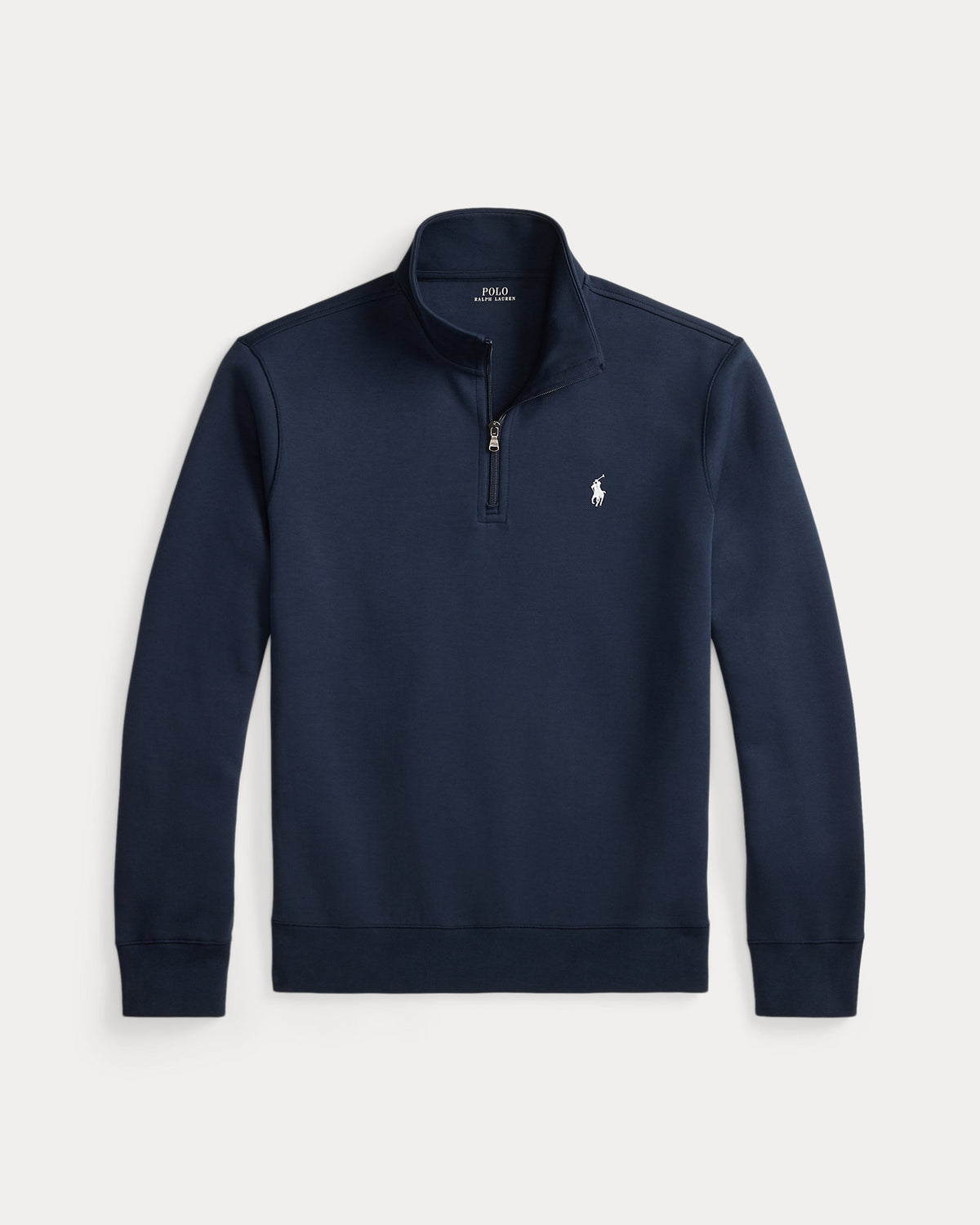 Pull quart de zip en maille double Marine aviateur