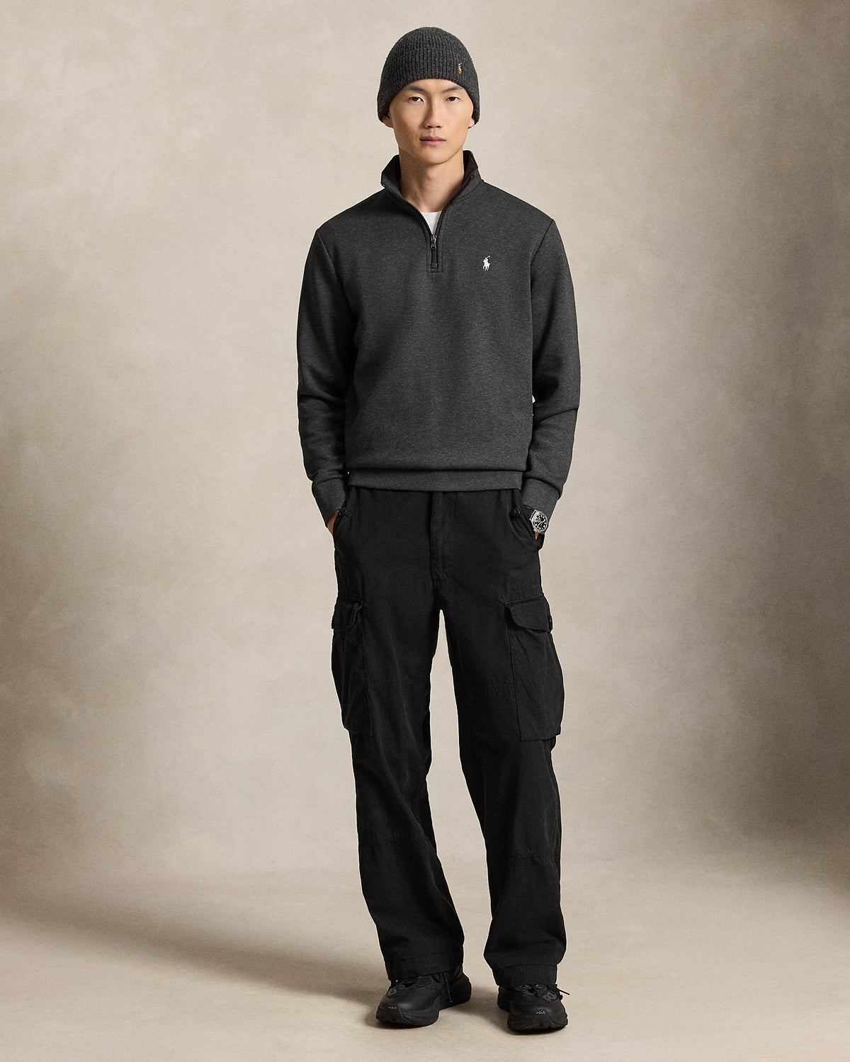 Pull quart de zip en maille double Chiné Windsor