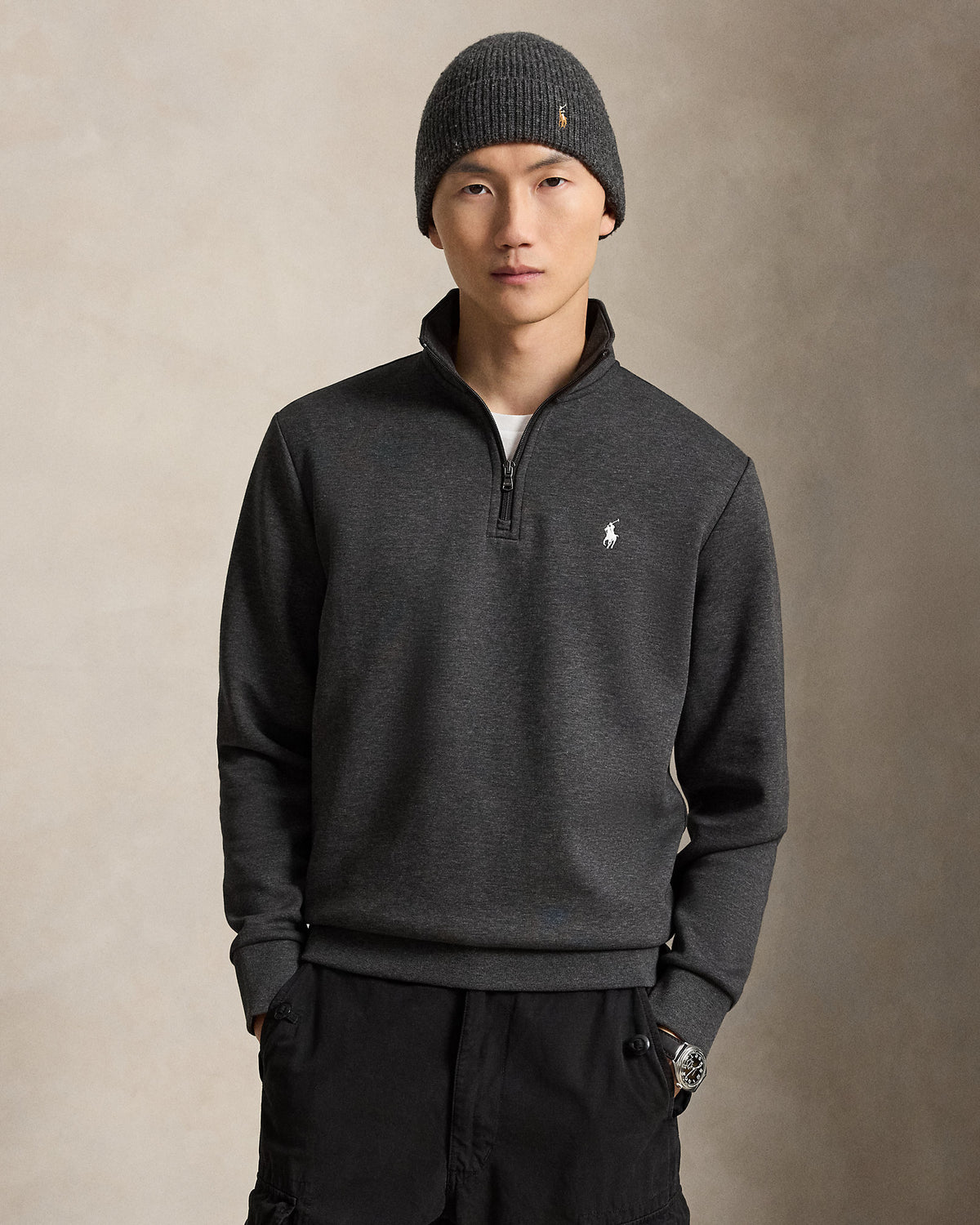 Pull quart de zip en maille double Chiné Windsor