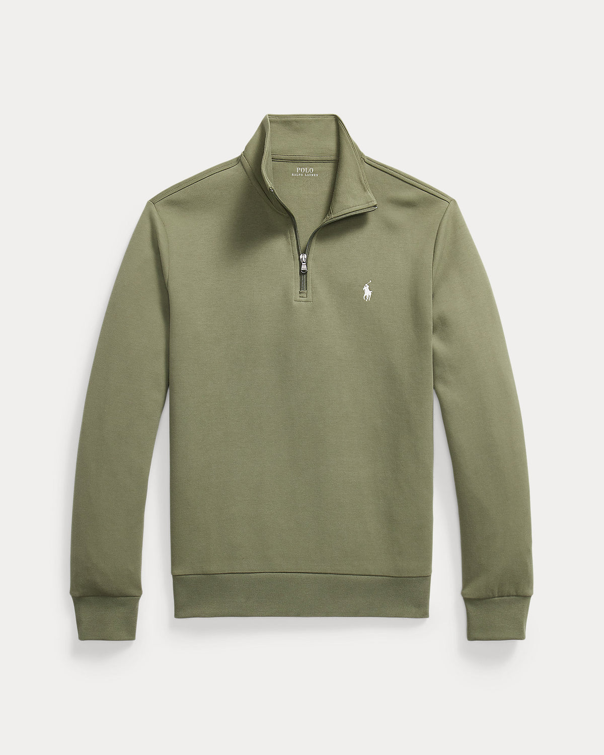 Pull quart de zip en maille double Olive croisière