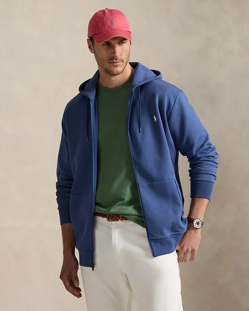 Sweat à capuche en maille double — Bleu Terre